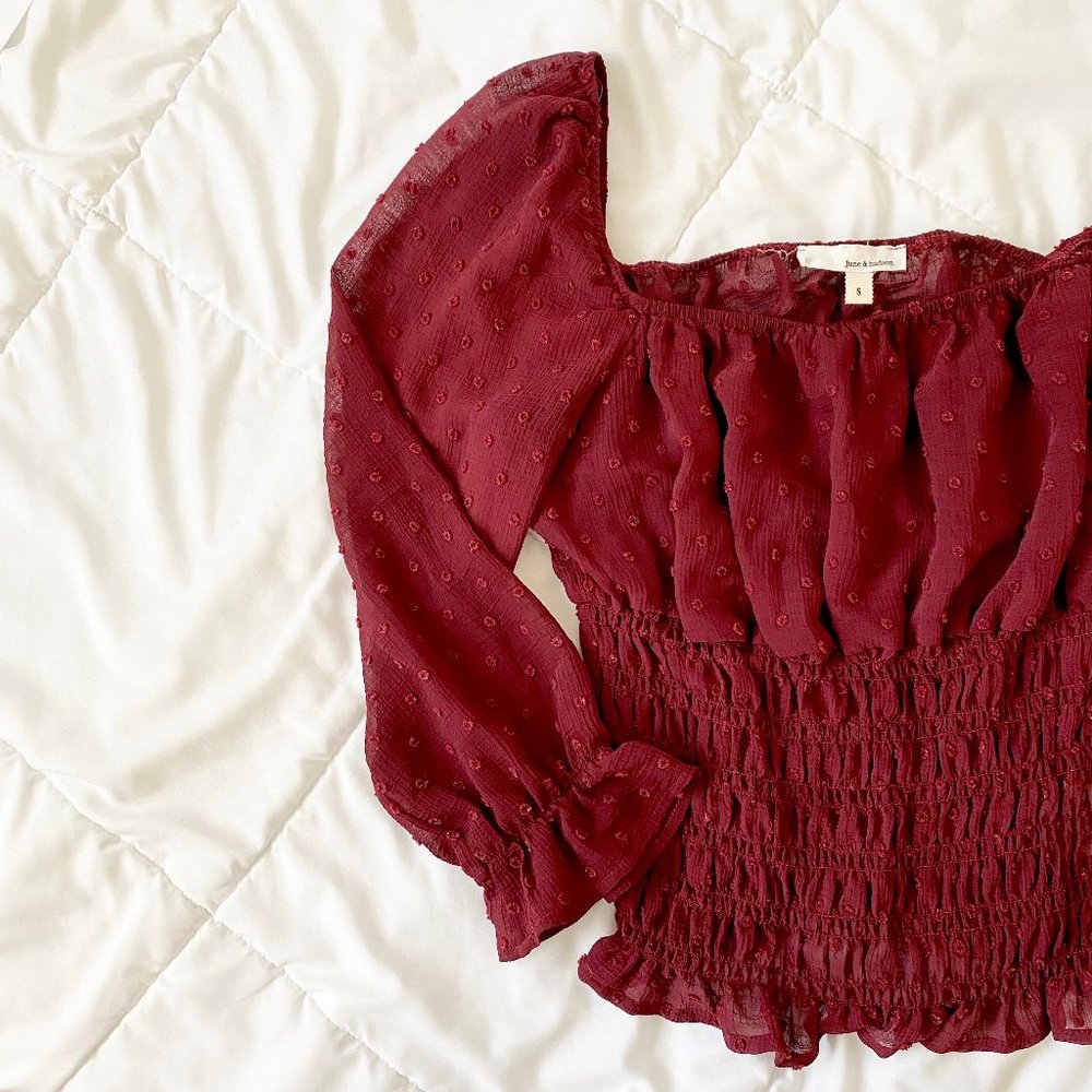 Nordstrom June & Hudson Puff Sleeve Smocked Top